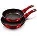 Burgundy Set Di Padelle Induzione 22 - 26 Cm In Alluminio Antiaderente Marmo Senza Pfoa Rosso - Foto miniatura 4