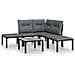 Set Salotto da Giardino 6 pz in Polyrattan Nero e Grigio - Foto miniatura 1