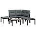 Set Salotto da Giardino 6 pz in Polyrattan Nero e Grigio - Foto miniatura 3