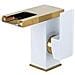 Rubinetto per lavabo da bagno, Blackswan, tipo M243, modello corto bianco /oro con bocca a cascata e LED, misura 12,5 cm - Foto miniatura 1