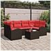 Set Divano da Giardino 7 pcs Beige e Rosso polyrattan - Foto miniatura 2