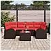 Set Divano da Giardino 7 pcs Beige e Rosso polyrattan - Foto miniatura 3