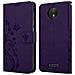 Custodia Compatibile Con Motorola Moto C Plus In Lilla Scuro Fiore - Coperchio Protettivo In Design Floreale Con Chiusura Magnetica, Funzione Stand E Slot Per Carte - Foto miniatura 7