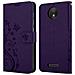 Custodia Compatibile Con Motorola Moto C Plus In Lilla Scuro Fiore - Coperchio Protettivo In Design Floreale Con Chiusura Magnetica, Funzione Stand E Slot Per Carte - Foto miniatura 8