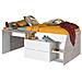 Letto Singolo Con Scrivania Integrata E Vani Portaoggetti Inclusi 90 X 200 Cm Bianco E Naturale - Gisele - Foto miniatura 6