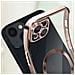 Cover Magsafe Per Iphone 13 Silicone Protezione Camera Bordo Cromato Rose Gold - Foto miniatura 5