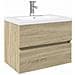 Set Mobili Da Bagno 2 Pz In Ceramica E Legno Multistrato - Foto miniatura 2