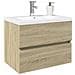 Set Mobili Da Bagno 2 Pz In Ceramica E Legno Multistrato - Foto miniatura 3