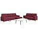 Set Di Divani 3 Pz Poggiapiedi E Cuscini Rosso Vino In Tessuto - Foto miniatura 1