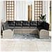 Set Divano da Giardino  9 Pezzi con Cuscini Grigio Chiaro Polyrattan, Divano da Giardino  2 Posti con Spazio di Stoccaggio e Cuscini Grigio Chiaro Polyrattan - Foto miniatura 3