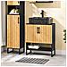 Mobile Sottolavabo Bagno 60 Cm Mobiletto Salvaspazio Con Ante In Bambù E Piedini In Metallo Armadietto Moderno Sotto Lavabo Per Bagno Piccolo Bzr202-sch - Foto miniatura 5