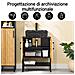 Mobile Sottolavabo Bagno 60 Cm Mobiletto Salvaspazio Con Ante In Bambù E Piedini In Metallo Armadietto Moderno Sotto Lavabo Per Bagno Piccolo Bzr202-sch - Foto miniatura 6