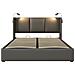 Letto Matrimoniale Con Luce Integrata E Usb In Rivestimento Grigio - Foto miniatura 3