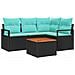 Set Divano da Giardino con cuscino 5 pcs Nero polyrattan - Foto miniatura 1