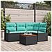 Set Divano da Giardino con cuscino 5 pcs Nero polyrattan - Foto miniatura 2
