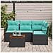 Set Divano da Giardino con cuscino 5 pcs Nero polyrattan - Foto miniatura 3