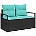 Set Divano da Giardino con cuscino 5 pcs Nero polyrattan - Foto miniatura 4