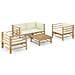 Set Divani Da Giardino 5 Pz Con Cuscini Bianco Crema In Bamb? - Foto miniatura 1