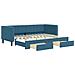 Divano Letto Estraibile Con Cassetti Blu 80x200 Cm In Velluto - Foto miniatura 1
