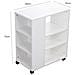Tavolino Divano Libreria Design Moderno 3 Ripiani Con Ruote 75x35x60 Legno Bianc - Foto miniatura 2