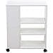 Tavolino Divano Libreria Design Moderno 3 Ripiani Con Ruote 75x35x60 Legno Bianc - Foto miniatura 5