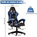 Game Chair - Sedia Da Ufficio Girevole Regolabile Del Gioco Da Corsa - Con Cuscino E Schienale Reclinabile, Nero E Blu - Foto miniatura 3