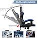 Game Chair - Sedia Da Ufficio Girevole Regolabile Del Gioco Da Corsa - Con Cuscino E Schienale Reclinabile, Nero E Blu - Foto miniatura 4