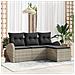 Set Divano Giardino 4 Pezzi Cuscini Grigio Chiaro Rattan Sintetico,  Divano Due Posti Giardino con Ripostiglio & Cuscini Grigio Chiaro Rattan Sintetico - Foto miniatura 2