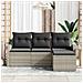 Set Divano Giardino 4 Pezzi Cuscini Grigio Chiaro Rattan Sintetico,  Divano Due Posti Giardino con Ripostiglio & Cuscini Grigio Chiaro Rattan Sintetico - Foto miniatura 3