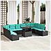 Set Divano da Giardino 11 pz Nero polyrattan - Foto miniatura 5