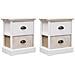 Comodini 2pz Bianco E Naturale 38x28x45cm In Legno Di Paulonia - Foto miniatura 1