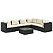 Set Salotto Da Giardino 7 Pz Con Cuscini In Polyrattan Nero - Foto miniatura 2