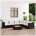 Set Salotto Da Giardino 7 Pz Con Cuscini In Polyrattan Nero - Foto miniatura 1