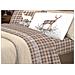 Completo Lenzuola Flanella Pensieri Delicati 100% Cotone Disegno Cervo Tartan Singolo Beige - Foto miniatura 1