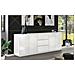Credenza Vito, Madia Da Cucina A 4 Ante E 3 Cassetti, Buffet Da Soggiorno, 100% Made In Italy, Cm 220x41h86, Bianco Lucido - Foto miniatura 1
