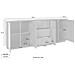 Credenza Vito, Madia Da Cucina A 4 Ante E 3 Cassetti, Buffet Da Soggiorno, 100% Made In Italy, Cm 220x41h86, Bianco Lucido - Foto miniatura 3