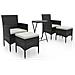 Set Da Bistrot Per Giardino 5pz Polyrattan Vetro Temperato Nero - Foto miniatura 1