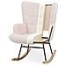 Sedia A Dondolo Scandinava Luna In Spugna Beige Con Cuciture - Foto miniatura 6