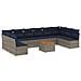 Set Divani Da Giardino 11 Pz Con Cuscini In Polyrattan Grigio - Foto miniatura 2