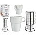 Set 4 Tazze Impilabili Bianche Con Ripiano 350ml 11x12x22 Cm. Colore Bianco - Foto miniatura 1
