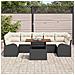 Set da pranzo da giardino 8 pezzi con cuscini Nero Rattan Polico Acacia - Foto miniatura 3