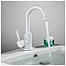 Rubinetto per lavabo da bagno, Blackswan, tipo M238, modello rotondo bianco, misura 23,5 cm - Foto miniatura 3