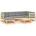 Set Salotto Giardino 7 pz Cuscini Antracite Legno Massello Pino - Foto miniatura 1
