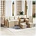 Set di divani da giardino  con cuscini Beige in rattan polietilene e acacia, Divano da giardino a 2 posti  con storage e cuscini Beige in rattan polietilene, Set da pranzo da giardino a 3 pezzi con cuscini Beige in rattan polietilene e acacia - Foto miniatura 2