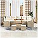Set di divani da giardino  con cuscini Beige in rattan polietilene e acacia, Divano da giardino a 2 posti  con storage e cuscini Beige in rattan polietilene, Set da pranzo da giardino a 3 pezzi con cuscini Beige in rattan polietilene e acacia - Foto miniatura 3