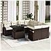 Set di divani da giardino 9 pezzi con cuscini Marrone Polyrattan, Divano da giardino 2 posti con stoccaggio e cuscini Marrone Polyrattan - Foto miniatura 2