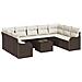 Set Divano da Giardino  9 Pezzi con Cuscini Grigio Polirattan, Divano da Giardino  2 Posti con Cuscini Marrone Polirattan - Foto miniatura 1
