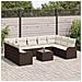 Set Divano da Giardino  9 Pezzi con Cuscini Grigio Polirattan, Divano da Giardino  2 Posti con Cuscini Marrone Polirattan - Foto miniatura 3