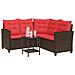 Set di divani da esterno 2 pcs Marrone e Rosso polyrattan - Foto miniatura 3
