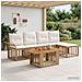 Set Divano da Giardino 6 pz Naturale e Bianco Crema polyrattan - Foto miniatura 7